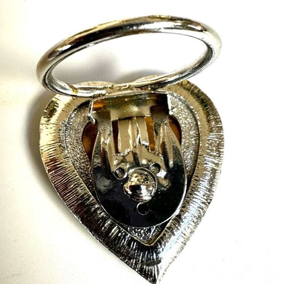 Vintage Two Tone heart Scarf Clip - Picture 3 of 6